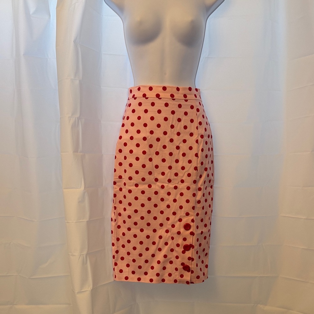 Collectif Red Polka Dot Pencil Skirt
